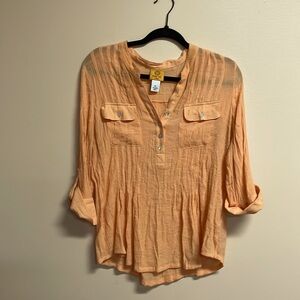 Ruby Rd Orange 3/4 Sleeve Blouse Petite L
